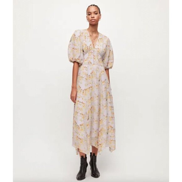 All Saints Dresses & Skirts - AllSaints Aspen Momo Floral Midi Dress Purple Womens SIze 10